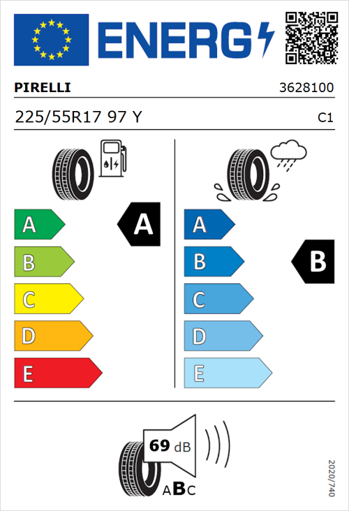 Tyre Label for Pirelli Cinturato P7 225/55R17 97Y